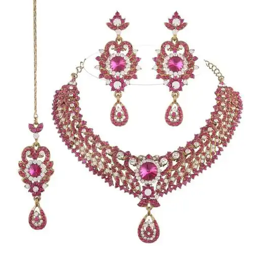 i jewels 女士传统镀金新娘珠宝套装,配马唐奇卡图案