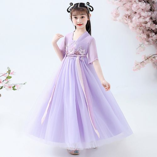 女童古装汉服中国风唐装连衣裙古代襦裙雪纺公主裙儿童夏季仙女裙