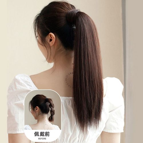 马尾高马尾魔术网红假发长直绑带自然隐形直发马尾