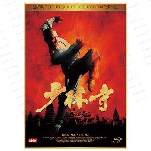 李连杰少林寺经典电影 怀旧复古牛皮纸海报 咖啡厅酒吧装饰墙画