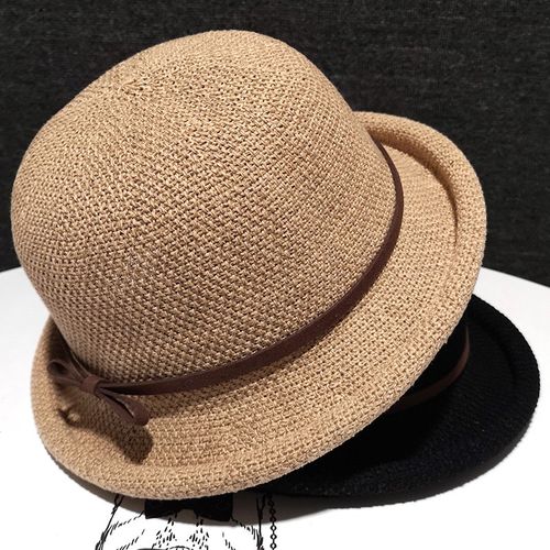 法国夏季英伦潮小礼帽气质帽子遮阳帽时尚草帽女小檐防晒百搭盆帽