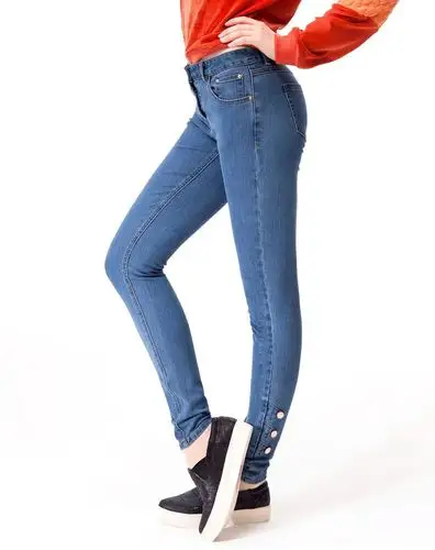 右道udot牛仔中蓝中腰三角装饰女款紧身小脚裤ujbs4uu9006419_唯品会