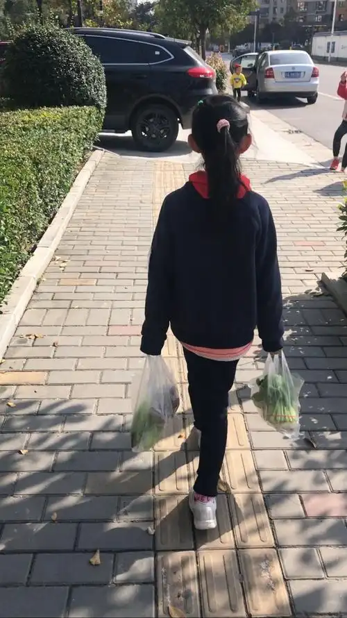 妈妈的贴心小棉袄,一起买菜回家!