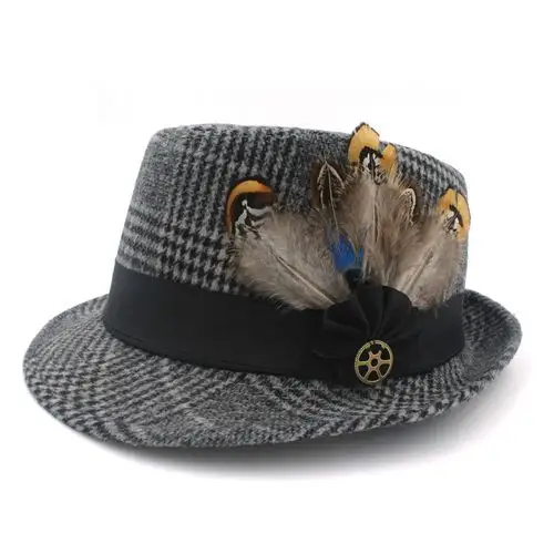 秋冬复古青铜扇叶羽毛小礼帽 手工编织diy爵士帽 男女帽厂家批发