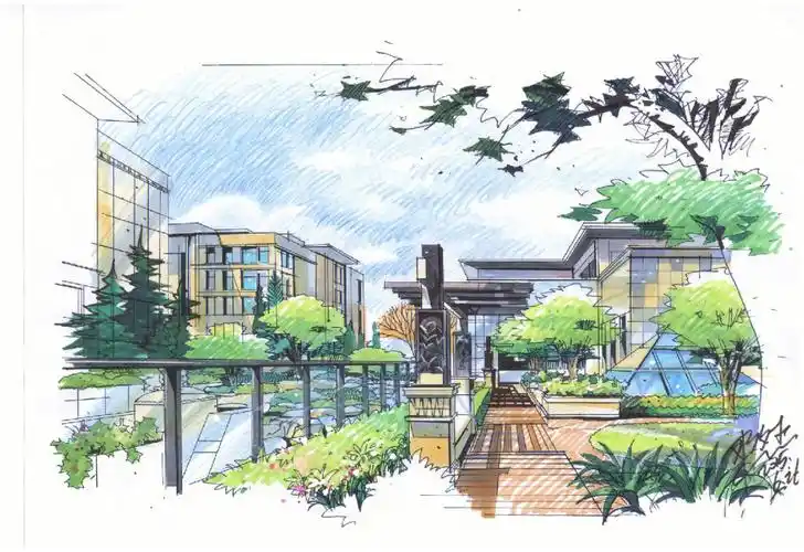 建筑手绘  #景观手绘  #园林景观  #考研手绘