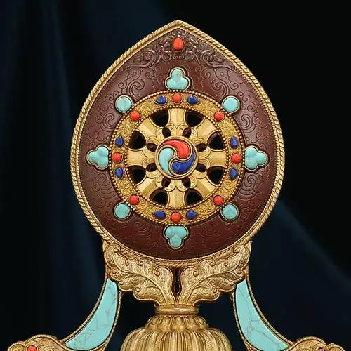 佛教用品慧宝金轮宝藏藏式供奉轮王七珍佛堂摆件