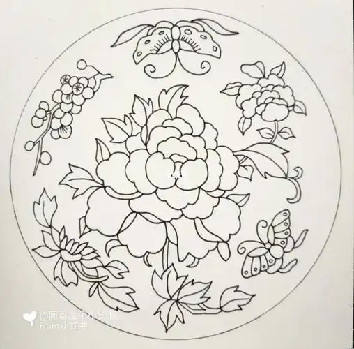 临摹线条画装饰画对称式图画