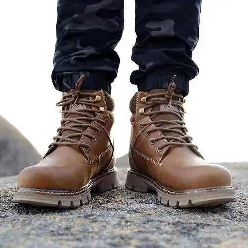 德国骆驼动感真皮棉鞋冬季男士加羊毛保暖马丁靴男靴子高帮工装靴