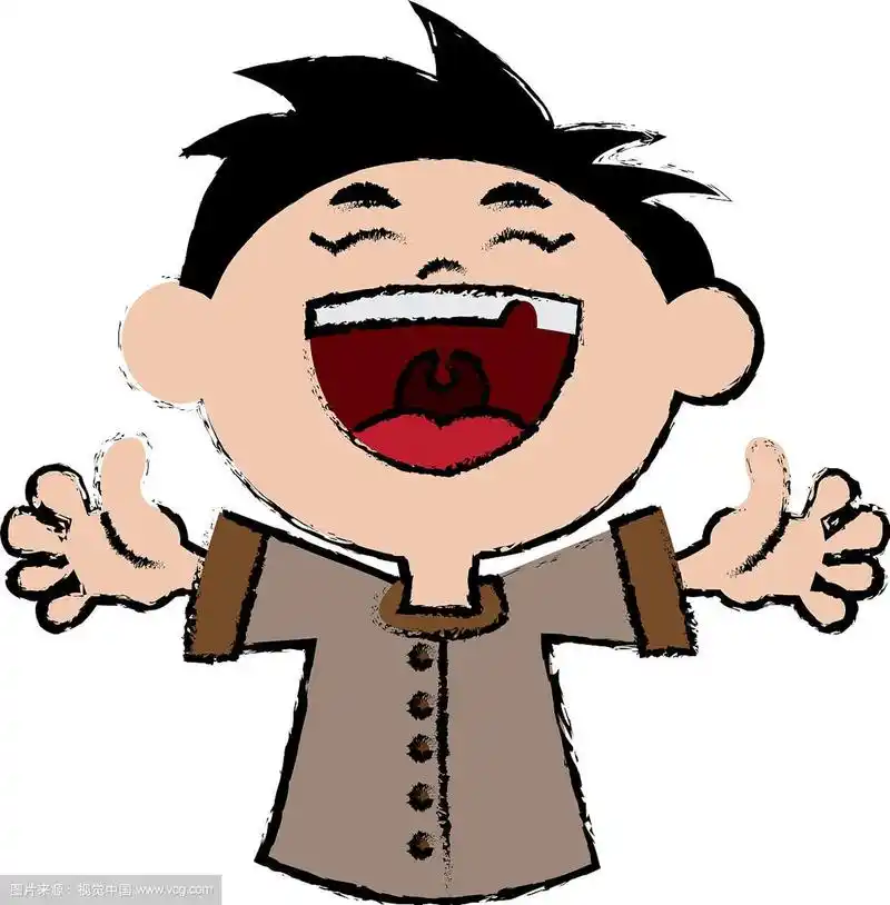 卡通笑女孩庆祝快乐