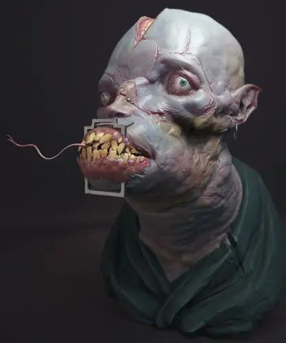 一个被锁住嘴的多牙症怪物