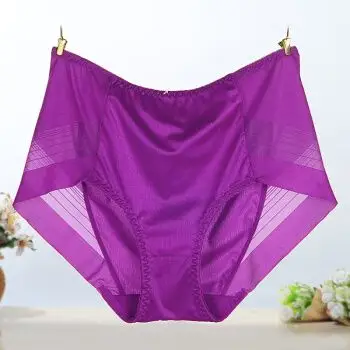 shilunny大码内裤女胖mm高腰无痕性感蕾丝边拉丝本命年红女士三角内裤