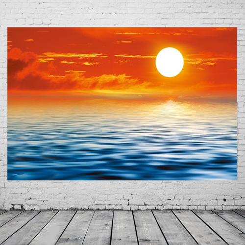 海上日出美景海报旭日东升朝霞大海水波唯美景色装饰贴画挂画682