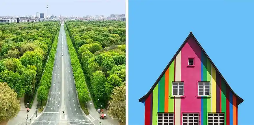 小型对称色彩丰富建筑结构图片赏析