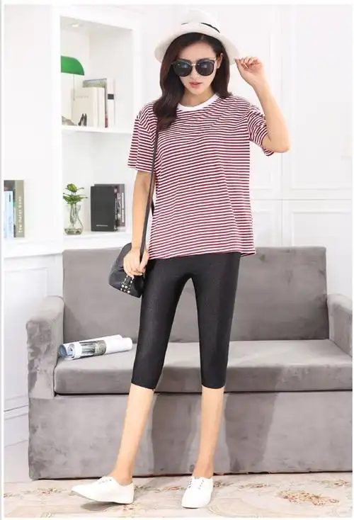 打底裤-底裤凉爽外穿七分打春夏女薄款冰丝新款透气光泽裤弹力大码