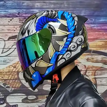 情侣头盔全盔电动车男女双镜街车款跑盔个性蓝牙头灰