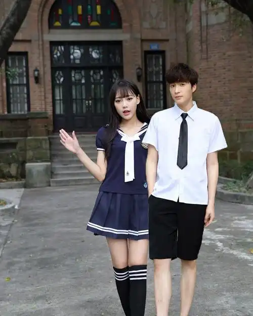 日系女学生校服毕业班服学院风套装长袖水手服t恤百褶海军裙套装