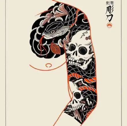 日式风格9款精品半甲花臂纹身效果图欣赏