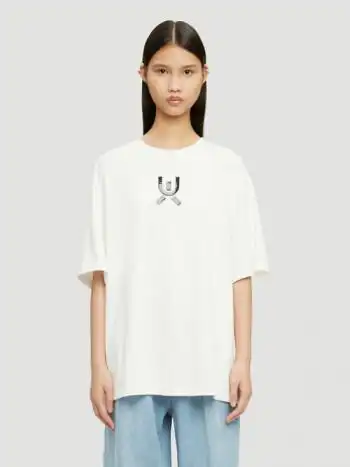 uooyaa/乌丫2021秋季舒适百搭经典logo宽松廓形t恤 白色 s