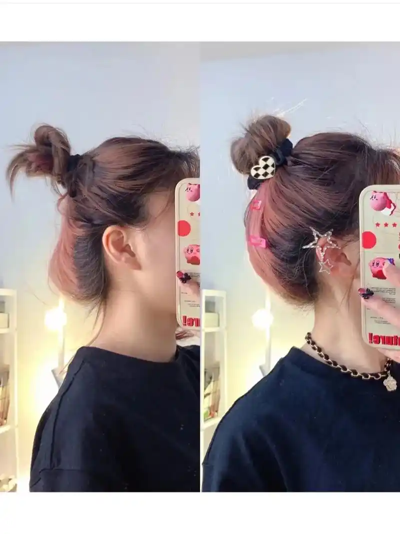 原来中短发丸子头这么好看?巨减龄3.2新梳法,扁头变 - 抖音