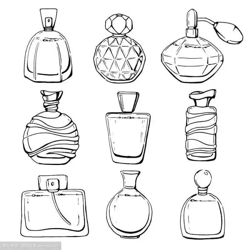 一套线性手绘香水瓶