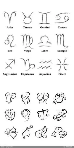 十二星座国外简洁线条图标