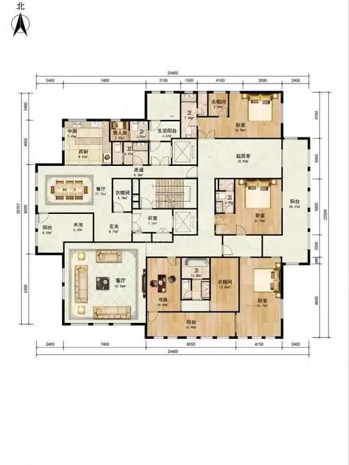 500大平层一层一户360度采光精装景观房钥匙房