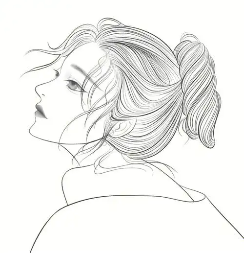 九张人物侧脸线稿练习