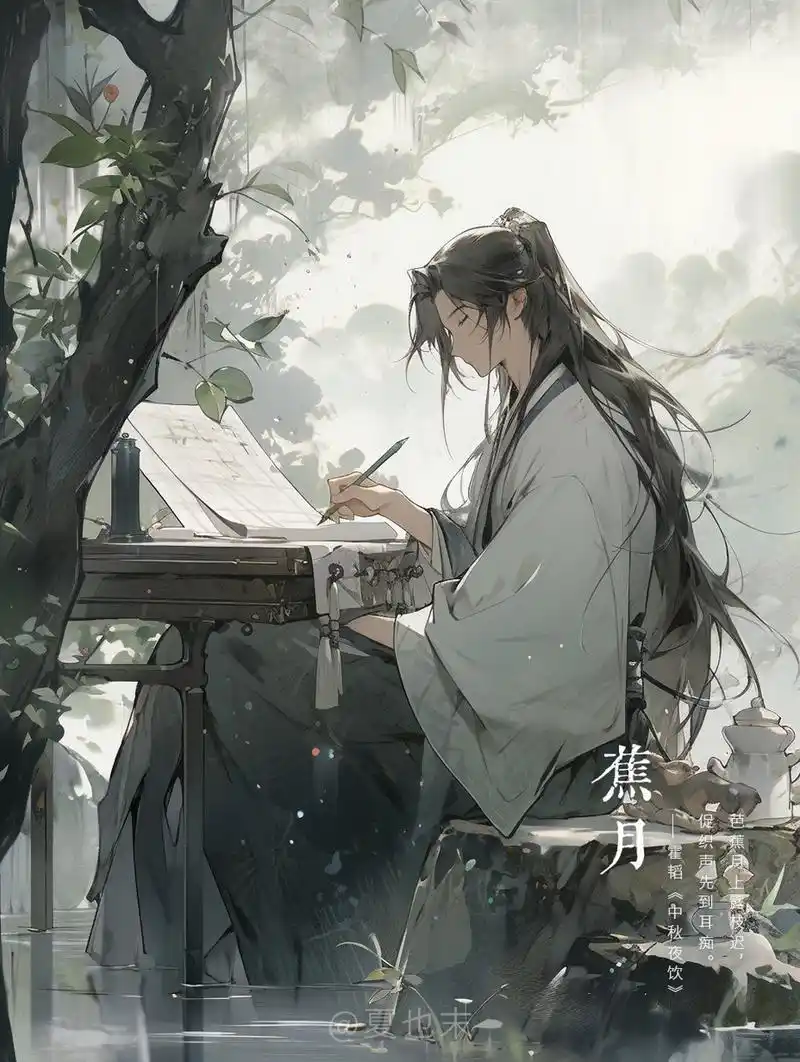 78中国传统色拟人|蕉月 - 翩翩公子温润如玉 【蕉月】芭蕉月上露枝