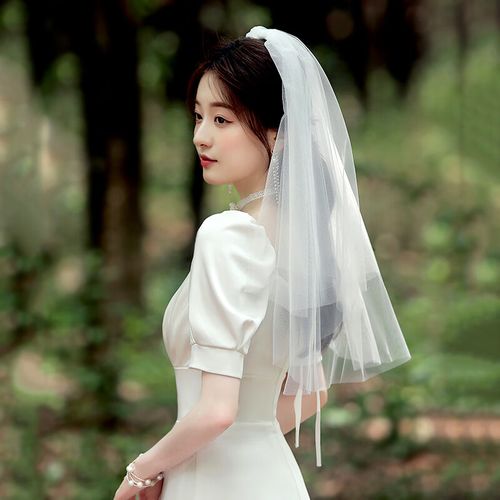 极度空间 头纱领证求婚新娘头饰结婚用品拍照表白装饰道具白色头