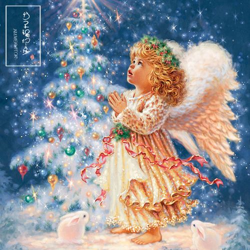 d105复古可爱小天使图案圣诞angel清新手绘海报临摹图片设计素材