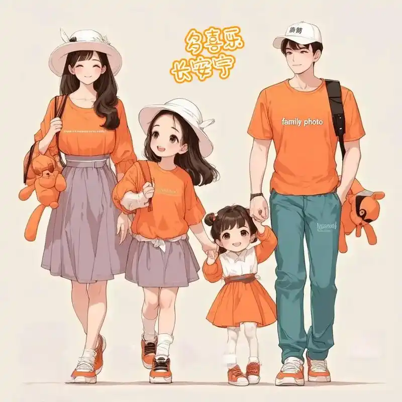 一家四口微信头像两个女儿背影 - 抖音