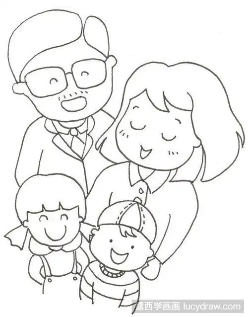 简笔画教程:幸福一家怎么画-露西学画画