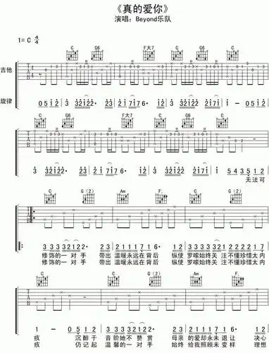 吉他谱丨黄家驹真的爱你一首献给母亲的歌