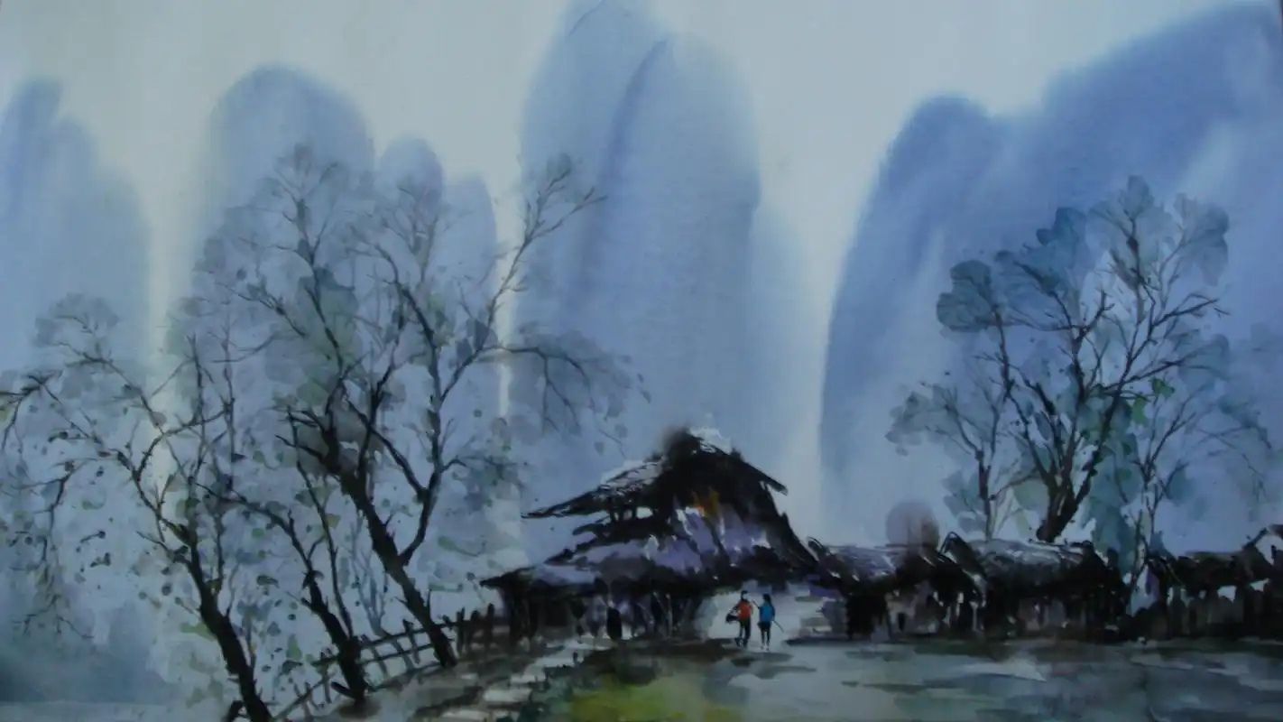 美术作品中国风水墨风景画电脑桌面壁纸高清