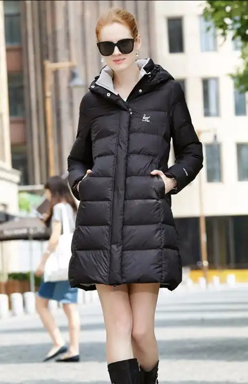 美国uaisi反季羽绒服女中长款韩版2018新款冬装外套加厚白鹅绒服