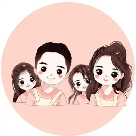 可爱卡通头像一家四口两个女孩 卡通头像图片大全 -【爱个性】