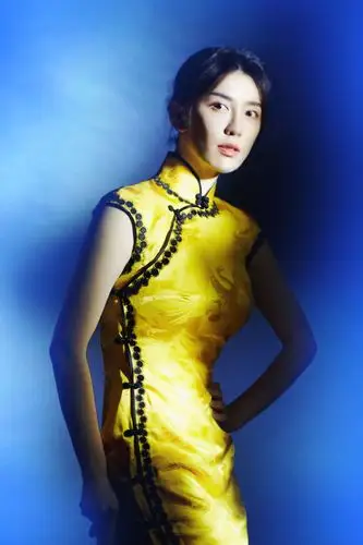 1/ 12 14日,女星吕佳容释出一组梦幻感写真,身穿黄色旗袍尽显复古风情