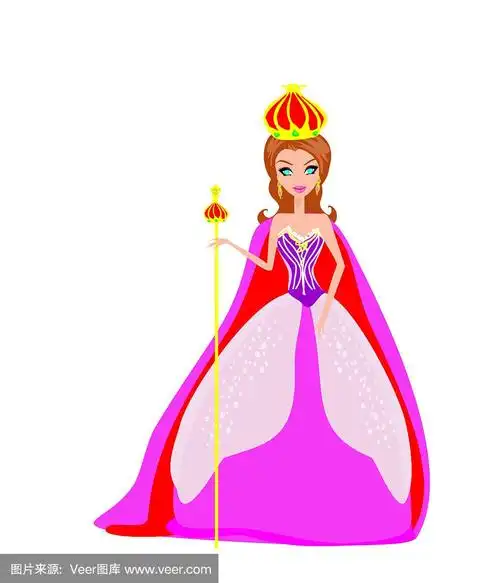 卡通女王的矢量插图