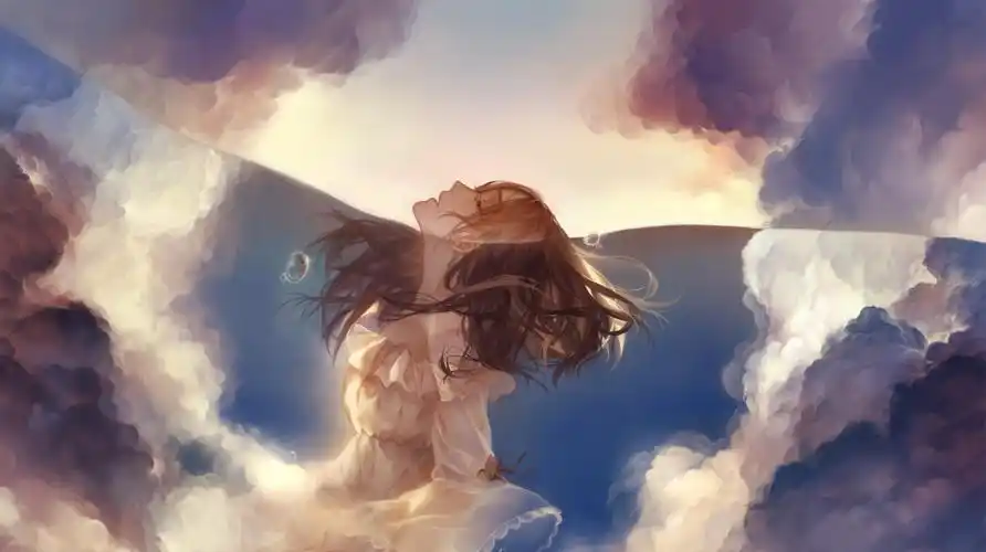 手绘唯美意境动漫女生