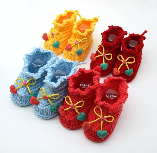 软底针织满月鞋鞋手工编织子婴儿学步鞋6个月新生儿毛线鞋