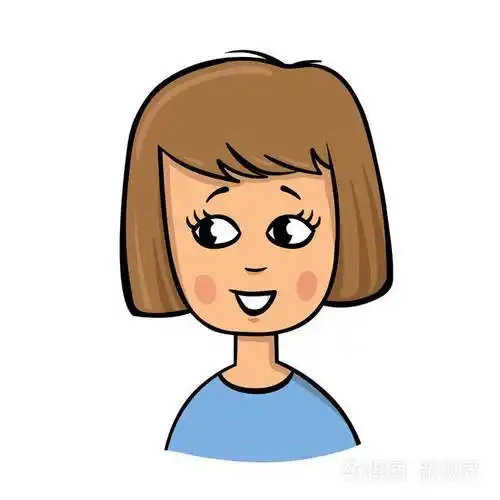 棕色头发的年轻女孩卡通图标