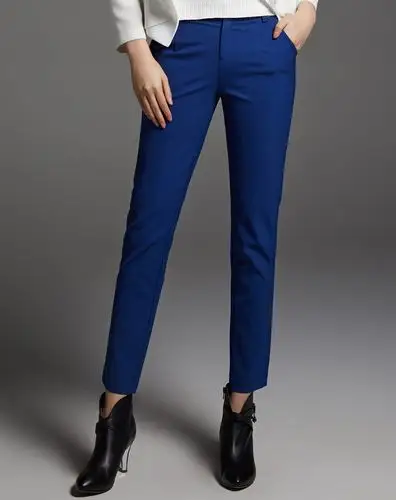 宝蓝色休闲通勤直筒裤