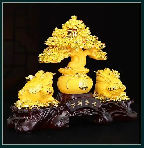 金蟾招财摆件貔貅发财树麒麟摇钱树工艺品玄关客厅办公室开业礼品