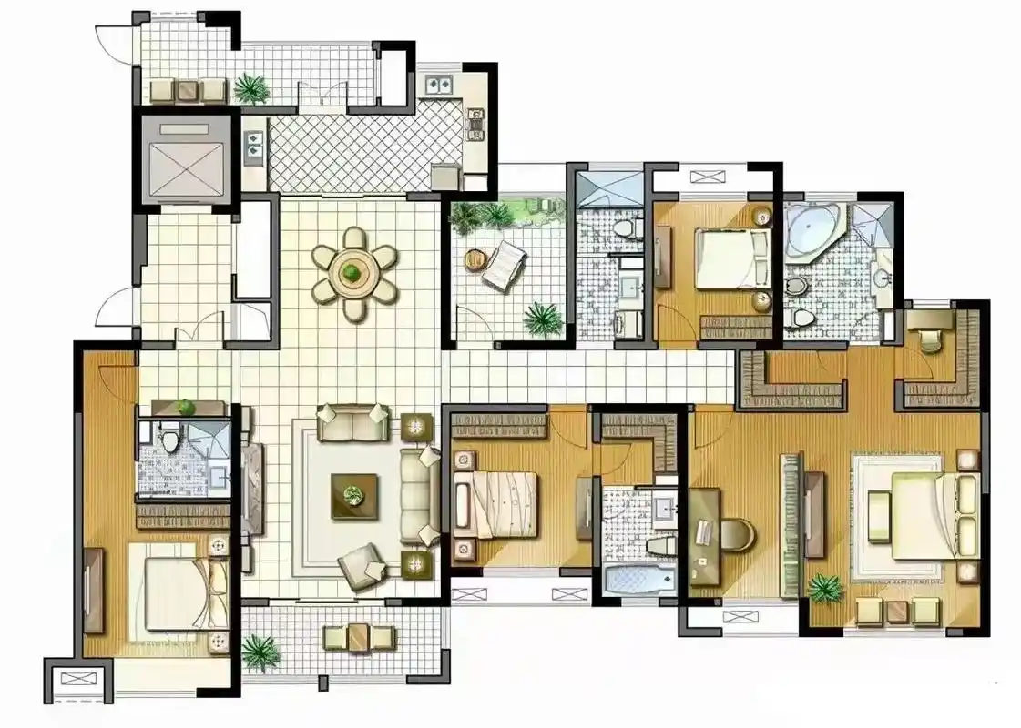 238平米五房两厅双阳台的享受型大平层户型