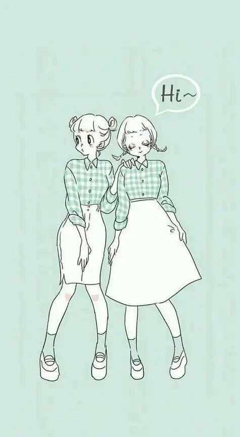 4个闺蜜动漫简笔画