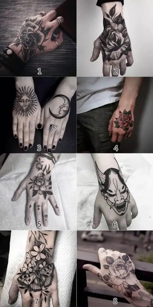 纹身贴防水持久个性潮男女手背系列玫瑰花骷髅般若嘻哈朋克风 自选4张