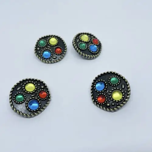 源头厂家宝石复古彩珠宝石金属高脚纽扣小香风外套针织衫装饰扣子