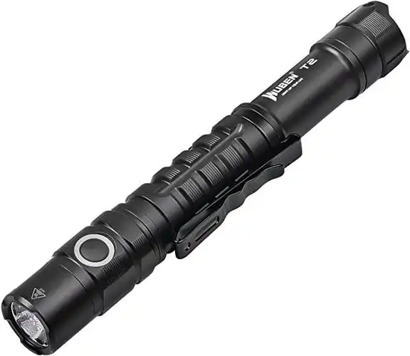 wuben t2 edc 手电筒,550 流明,袖珍手电筒,5 种模式双开关,aa led 手