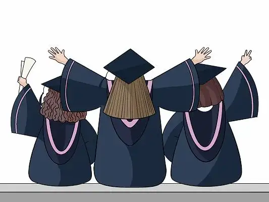 笔卡通学士服人物学生背影毕业季展板背景彩色手绘卡通青春毕业季人物