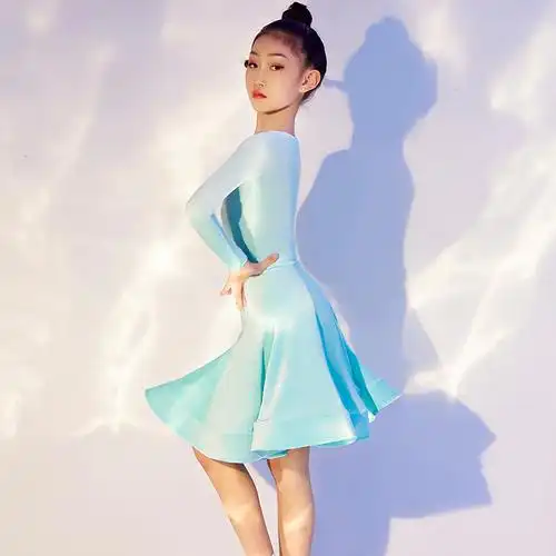 星辰丝绒质感合规规定舞服比赛儿童组女12岁拉丁舞练习套装